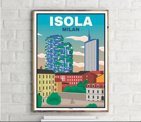 Milan Isola Vintage Travel Poster