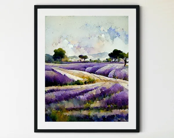 Lavender Field Spring Landscape Art Print