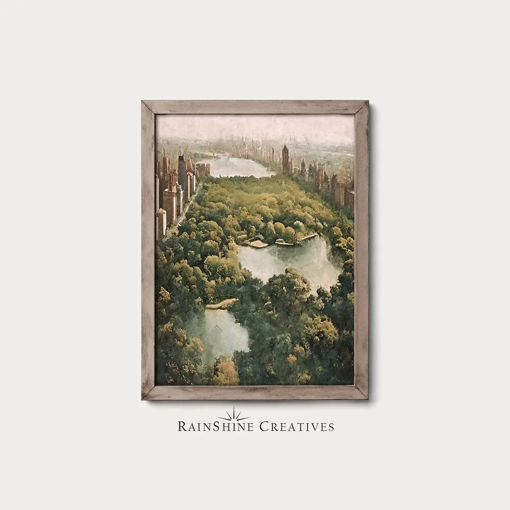 Vintage Central Park New York City Landscape Art Print