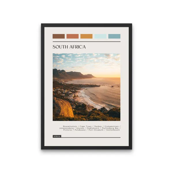 South Africa Travel Poster, Color Block Art Print
