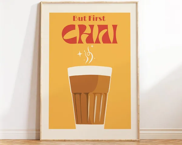 But First Chai Retro Vintage Typography Poster
