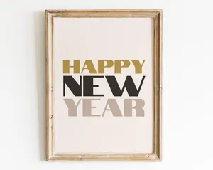 Retro New Year Art Deco Black And Gold Wall Art Print