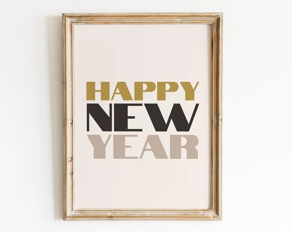 Retro New Year Art Deco Black And Gold Wall Art Print