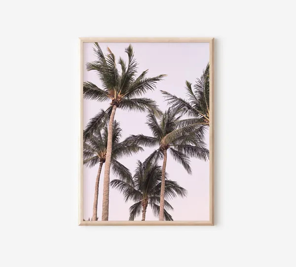Tropical Palm Trees Pink Sunset Travel Poster