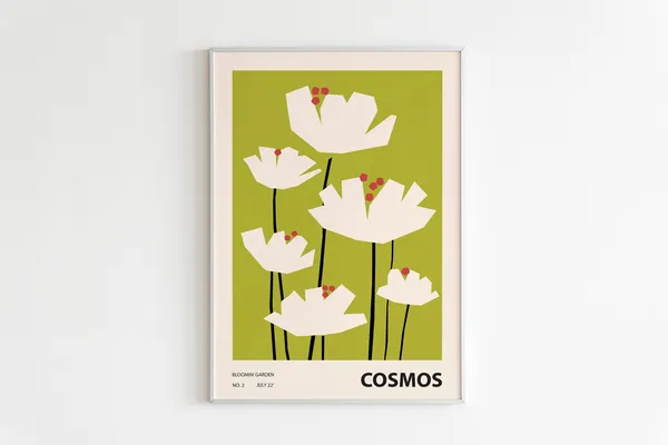 Colorful Flower Illustration Print, Abstract Botanical Decor