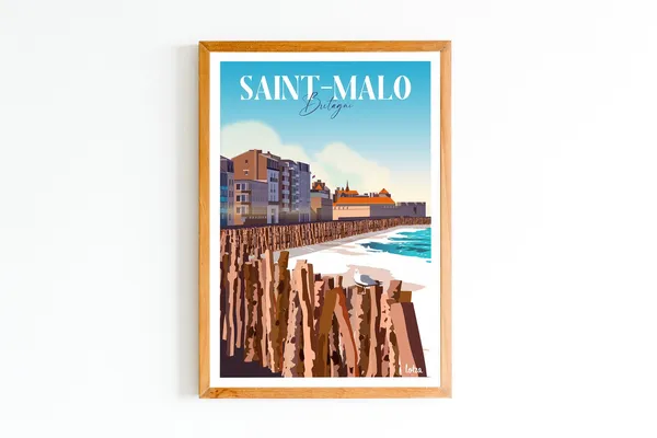 Saint-Malo Vintage Travel Poster, Minimalist Decor