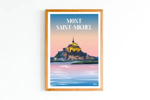 Mont Saint-Michel Vintage Minimalist Travel Poster