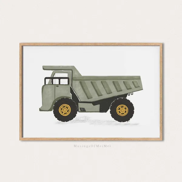 Dump Truck Print, Boys Room Construction Decor