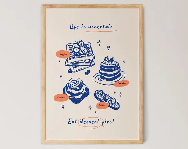 Dessert Sketch Poster, Vintage Kitchen Wall Art