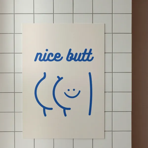 Nice Butt Funny Bathroom Retro Toilet Art Print