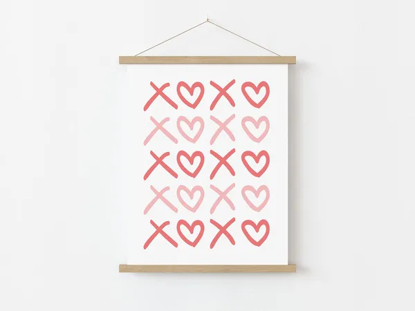 Pink Xoxo Valentines Day Kids Nursery Art Print