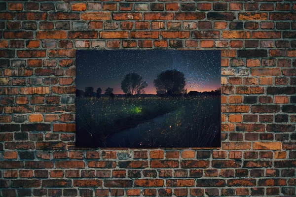 Fireflies Over Oklahoma Prairie, Starry Night Art Print