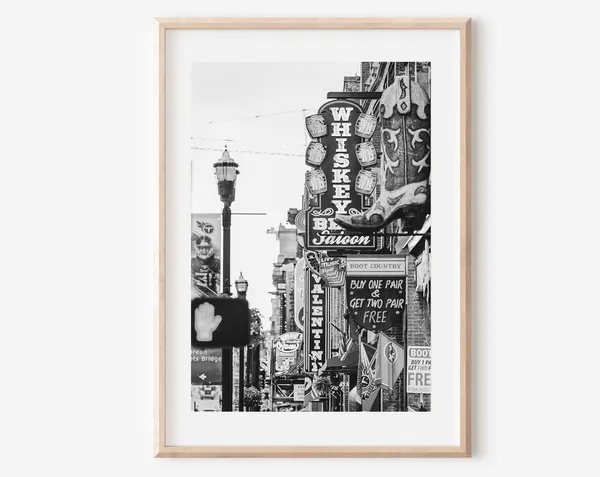 Nashville Black and White Country Music Art Print