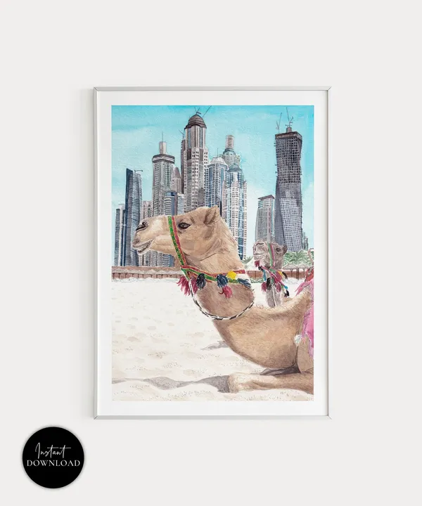 Dubai Cityscape, Jumeirah Beach Travel Poster