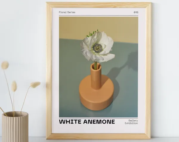 White Anemone Art Print, Delicate Floral Wall Art