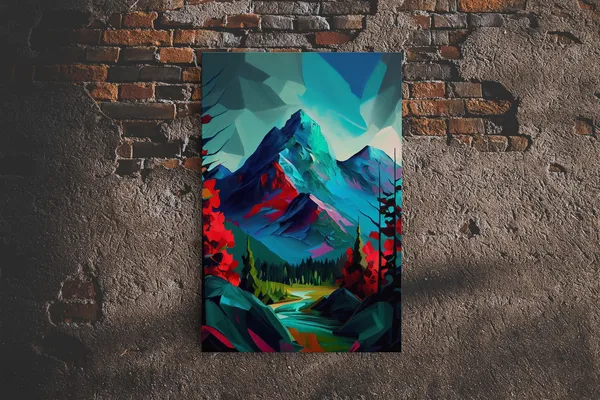 Colorful Mountain Watercolor Art Print, Nature Scene