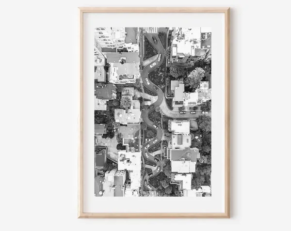 San Francisco Lombard Street Black And White Art Print