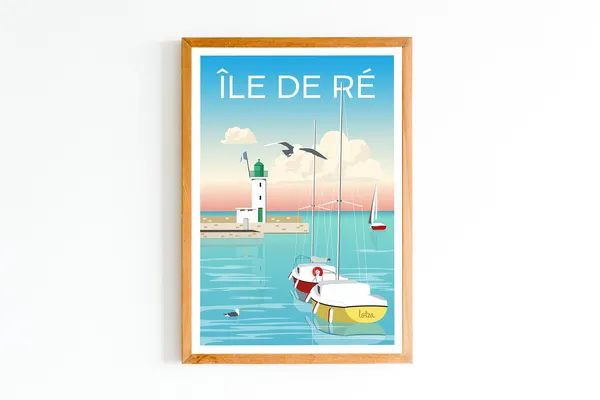 Ile De R La Flotte Vintage Travel Poster, Minimalist