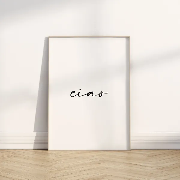 Ciao Italian Quote Poster, Italy-Inspired Wall Art