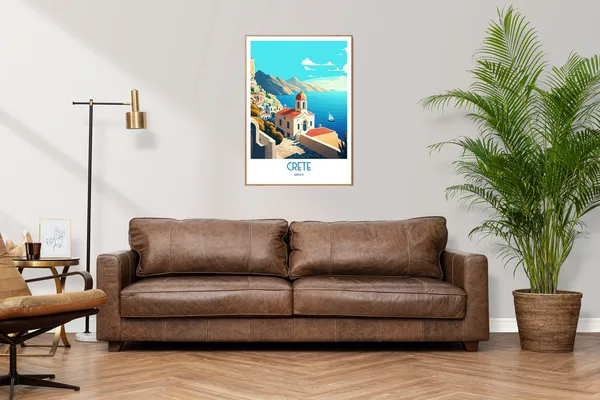 Crete Greece Travel Poster, Seaside Landmark Print