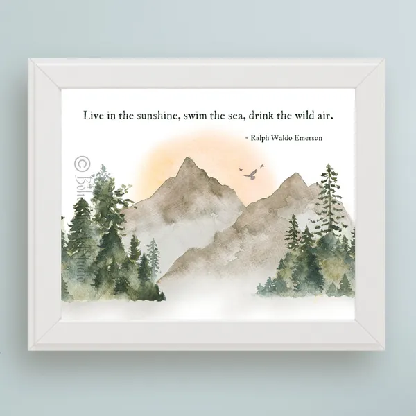 Ralph Waldo Emerson Quote Art Print, Nature Outdoors