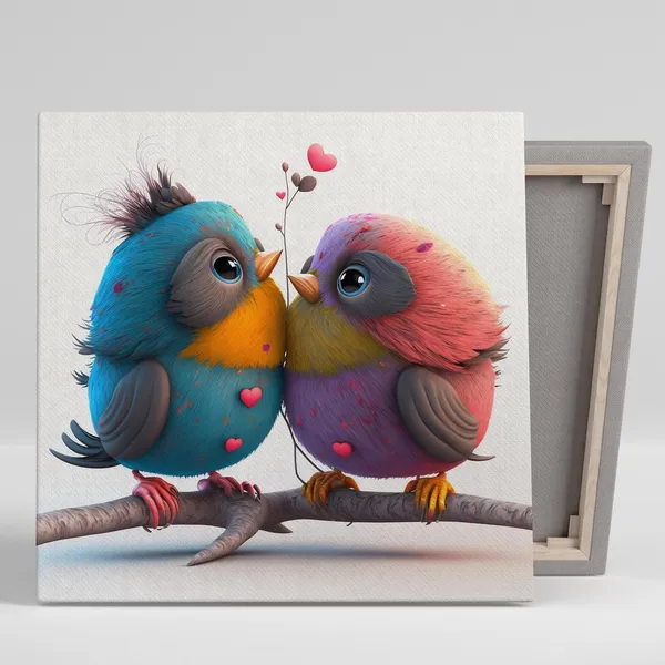 Lovebirds Valentine's Day Love Art Print, Romantic Decor