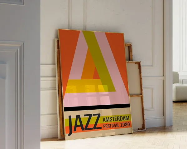 Jazz Festival Amsterdam Retro Mid-Century Art Print