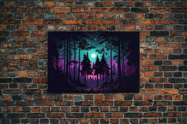 Fantasy Forest Art Print, Full Moon Through Trees