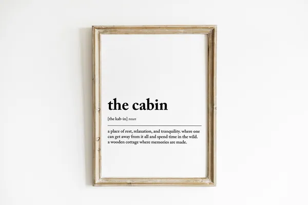 Cabin Definition Print, Minimalist Poster
