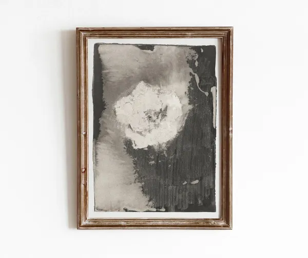 Flower Abstract Vintage Black And White Art Print