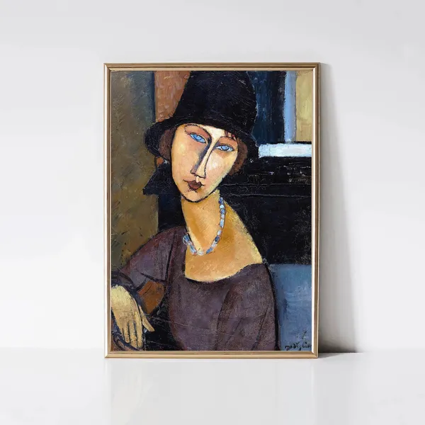 Modigliani Woman With Hat And Necklace, Modernist Art Print