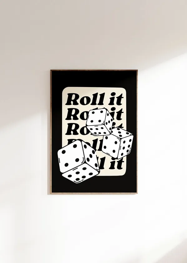 Retro Roll Dice Art Print, Y2K Preppy Decor