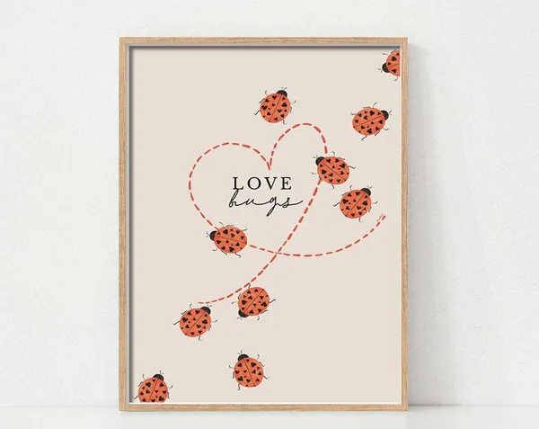 Cute Ladybug Nursery Decor Love Bug Art Print