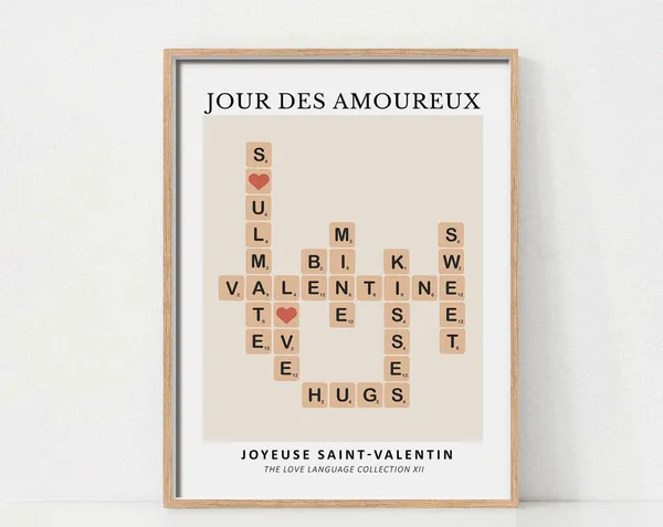 Valentines Day Scrabble Tile Love Art Print