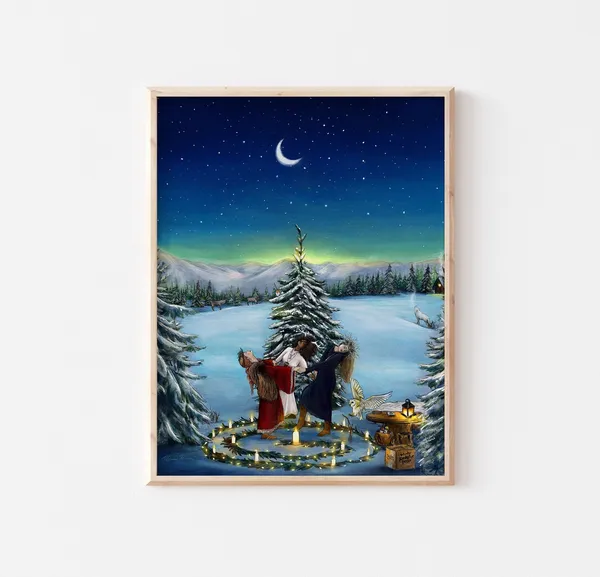Solstice Night Winter Solstice Art Print, Witchy Decor