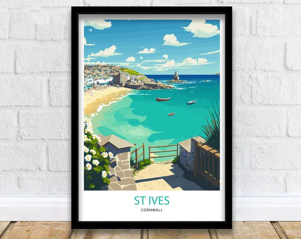 St Ives Cornwall Travel Poster, Travel Poster