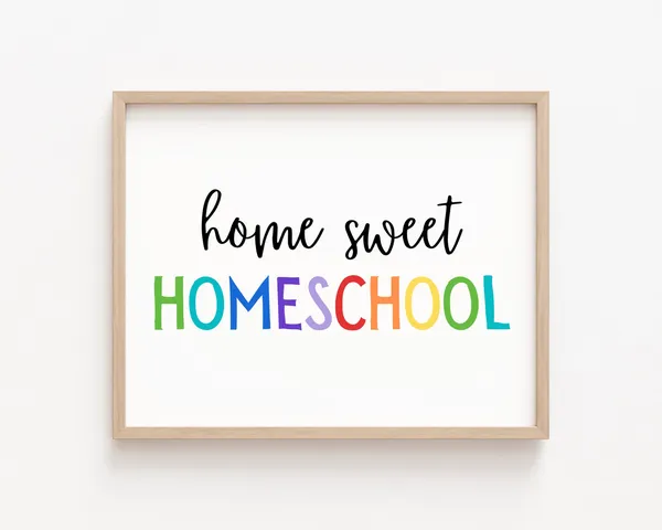 Home Sweet Homeschool Sign, Rainbow Decor Art Print