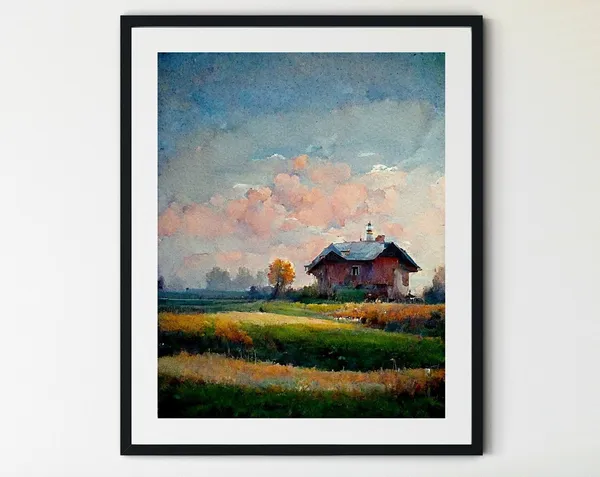Country Landscape Painting Spring Meadow Art Print
