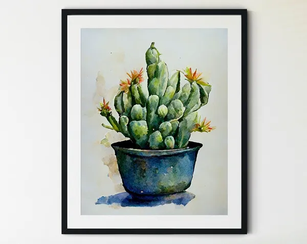 Potted Cactus Art Print, Boho Desert Wall Art