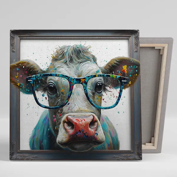 Cow With Glasses Poster Print, Farm Animal Decor