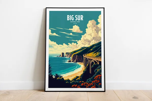 Big Sur National Park Travel Poster, USA Travel Art