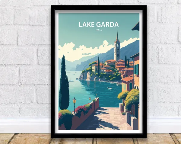 Lake Garda Travel Poster, Italy Art Print