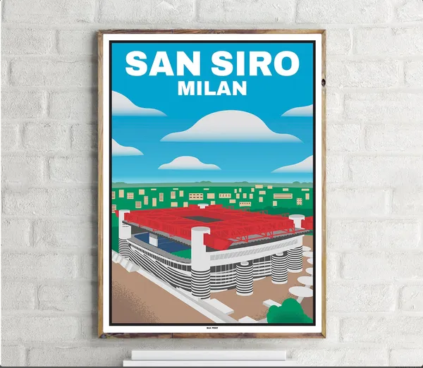 San Siro Milan Vintage Travel Poster