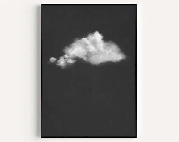 Cloud Print, Black And White Minimalist Sky Art Print