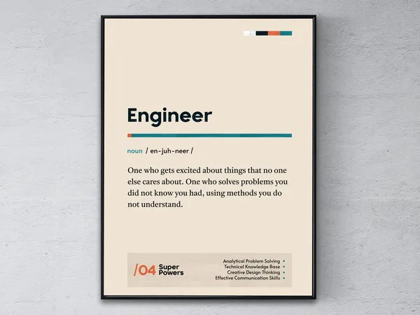 Engineer Definition Poster, Funny Modern Office Print