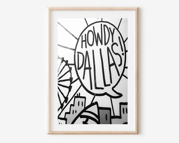 Dallas, Texas Black and White Travel Poster