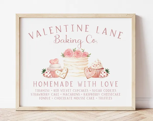Valentine's Day Bakery Dessert Bar Sign Art Print