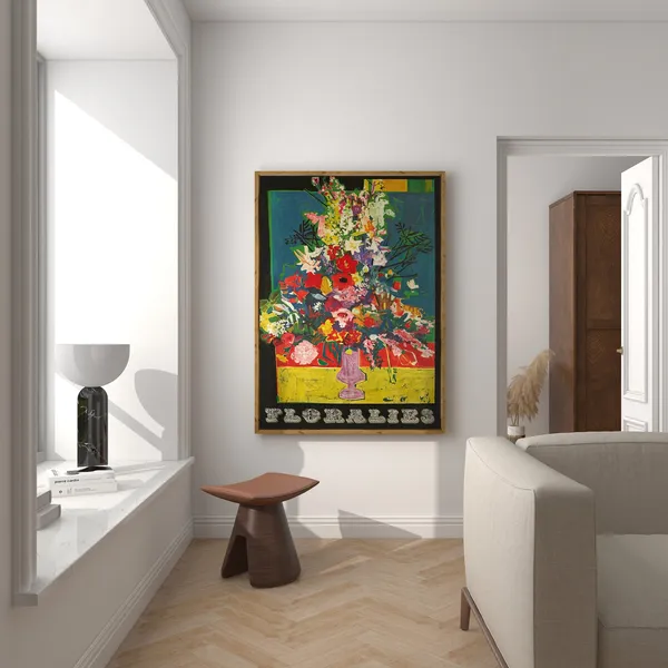 Paris Flower Festival Vintage Colorful Travel Poster
