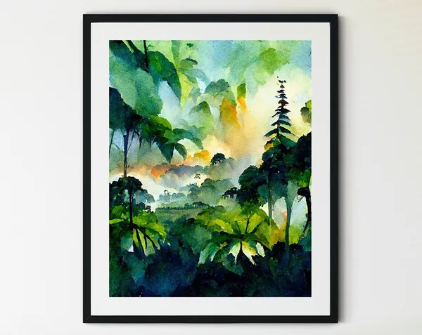 Rainforest Trees Art Print, Forest Landscape