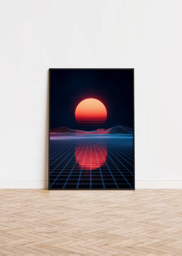 Vaporwave Sunset Poster, Trendy Sky Wall Art